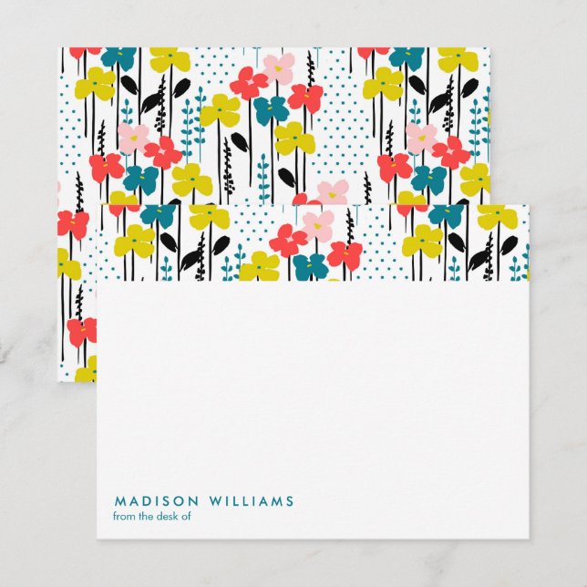 Minimiströmsflödor Trendig Modern Note Card- för S Anteckningskort (Fram/baksida)