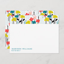 Minimiströmsflödor Trendig Modern Note Card- för S