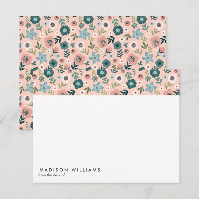 Minimiströmsflödor Trendig Modern Note Card- för S Anteckningskort (Fram/baksida)