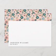 Minimiströmsflödor Trendig Modern Note Card- för S