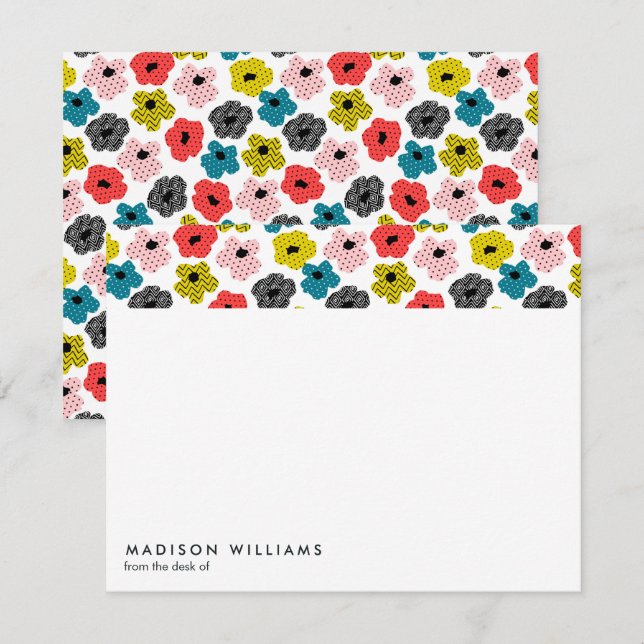 Minimiströmsflödor Trendig Modern Note Card- för S Anteckningskort (Fram/baksida)