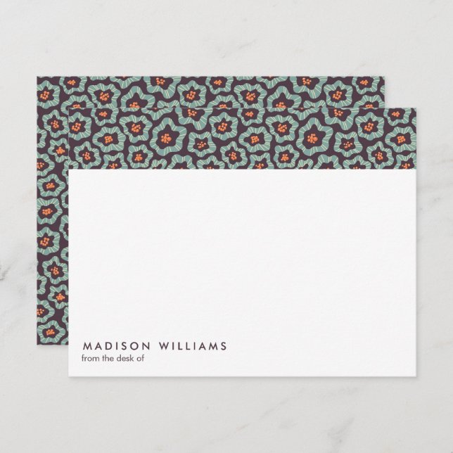 Minimiströmsflödor Trendig Modern Note Card- för S Anteckningskort (Fram/baksida)