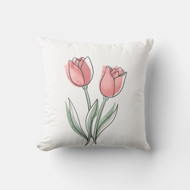 Minimitulpan Blommig Kuddcover, Hemdekor Kudde (Framsida)