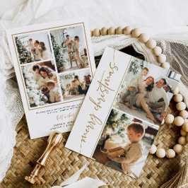 Minimivärde för 6 fotopriskort Modern Guld Elegant Julkort