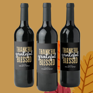 Minimivärde för höstdag thanksgiving vinflaska etikett