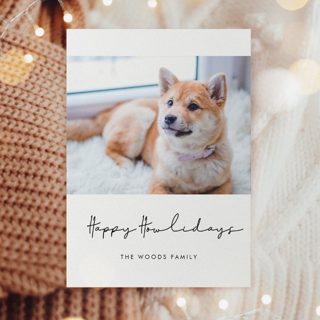 Mininimalist Lycklig Howlidays Hund Photo Julkort (Skapare uppladdad)