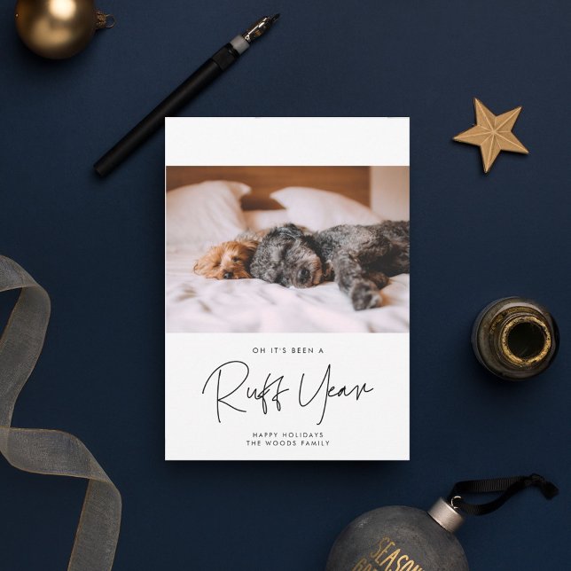 Mininimalist Ruff Year Hund helgdag Julkort (Skapare uppladdad)