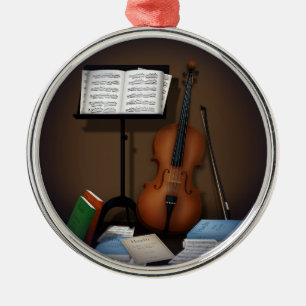 Miniscenen Cello & Music Standming Julgransprydnad Metall