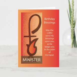 Minister Birthday, Shepherd & Flame Religiou Kort