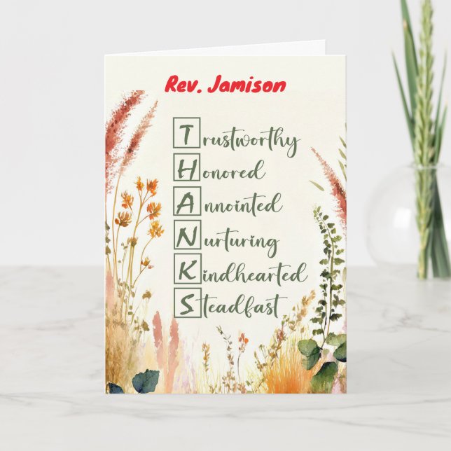 Minister Clergy Appreciation Day Custom Name - tac Kort (Framsida)