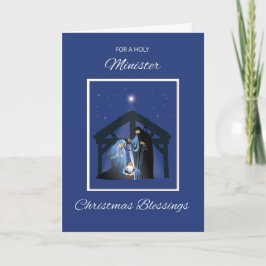 Minister Jul Blessings Manger på Blue Kort