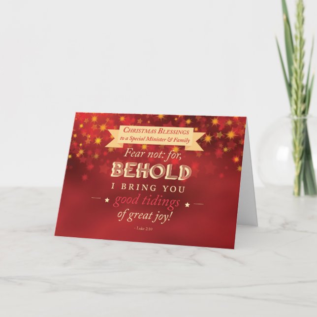 Minister och Familjejul Blessings Red, Guld Helgkort (Framsida)