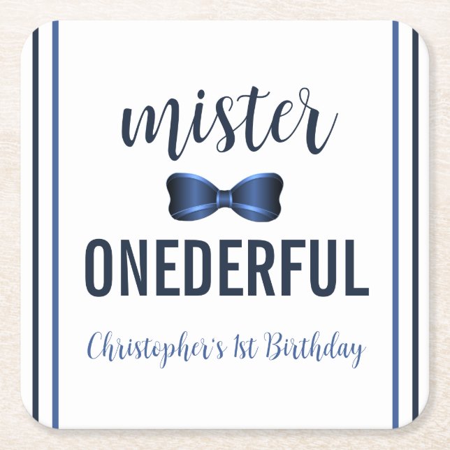 Minister Onederful Bow Tie 1a Birthday Underlägg Papper Kvadrat (Framsidan)
