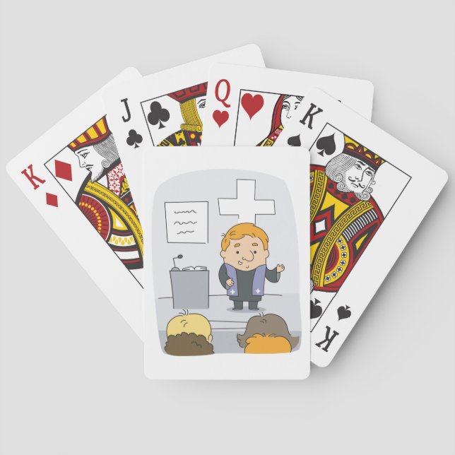 Minister predikar för församlingen casinokort (Baksidan)