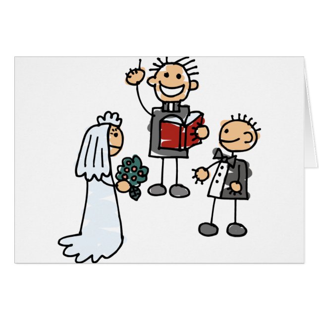 Minister Priest Reverend Performs Bröllop Ceremony Hälsningskort (Framsidan Horizontal)