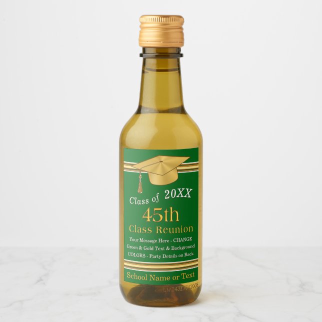 Ministermärken Vin Flaska, Grönt och Guld Vinetikett (Framsida)