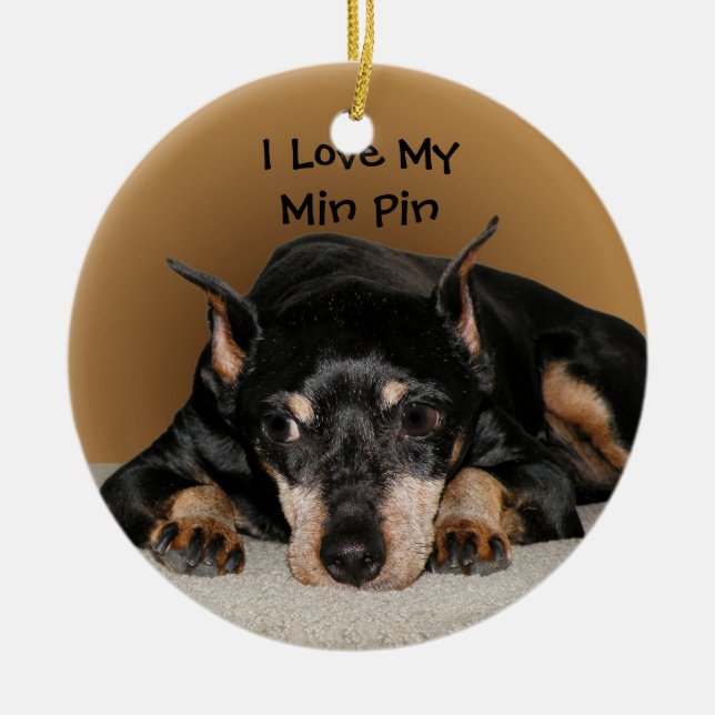 Ministern Pinscher alias Min Pin Julgransprydnad Keramik (Framsidan)