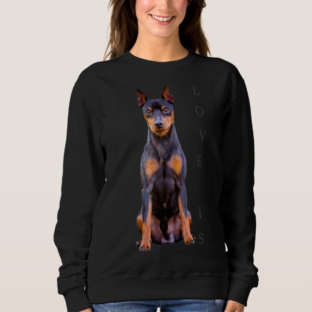Ministern Pinscher Hund Mamma Pappa T Kärlek Puppy Shirt (Framsida)