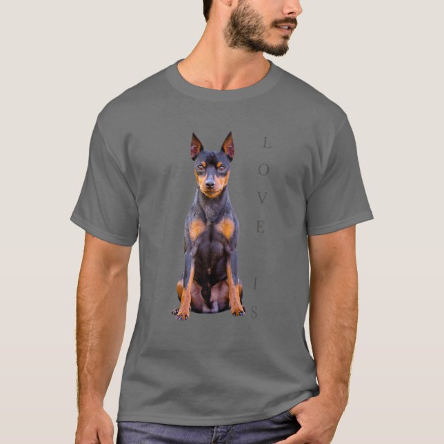 Ministern Pinscher Hund Mamma Pappa T Kärlek Puppy T Shirt (Framsida)