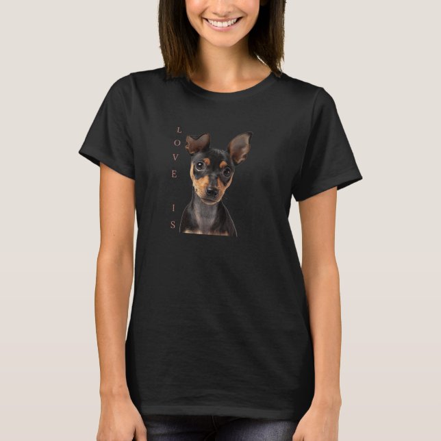 Ministern Pinscher Hund Mamma Pappa T Kärlek Puppy T Shirt (Framsida)