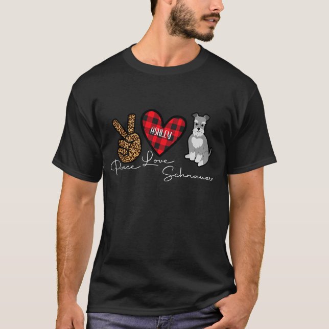 Ministern Schnauzer Play Peace Kärlek Cute Hund T Shirt (Framsida)