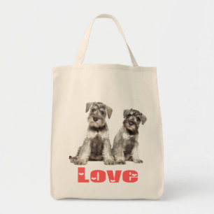 Ministern Schnauzer Puppy Hundar Rosa Heart Tote Tygkasse