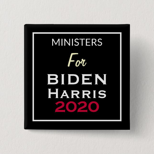 MINISTRAR FÖR BIDEN HARRIS Black Red White Square Knapp (Framsida)