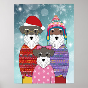 Ministrarna Schnauzers julfamilj Porträtt Poster