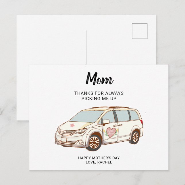 Minivan Mamma Mors dag Cute Best Mamma Vykort (Fram/baksida)