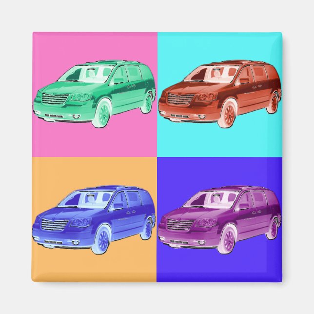 Minivan Pop Art Magnet (Framsidan)