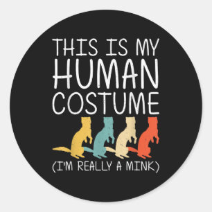 Mink Halloween Human Costume Weasel Otter Easy Runt Klistermärke