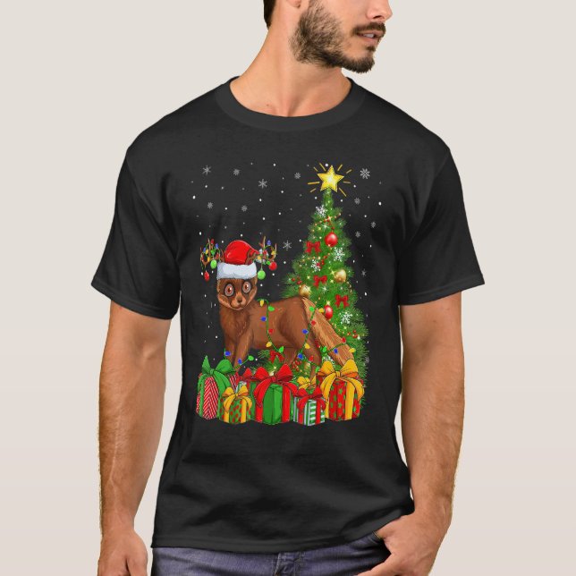Mink   Xmas Holiday Santa Mink Christmas Tree T Shirt (Framsida)