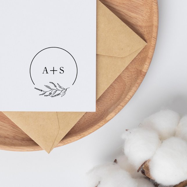 Minmalistiskt botaniskt par Initialer Bröllop Stämpel (Skapare uppladdad)