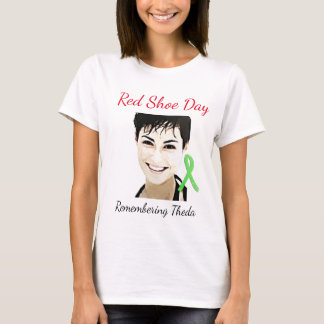 Minnas den röda Theda Lyme medvetenheten sko dagen T-shirt