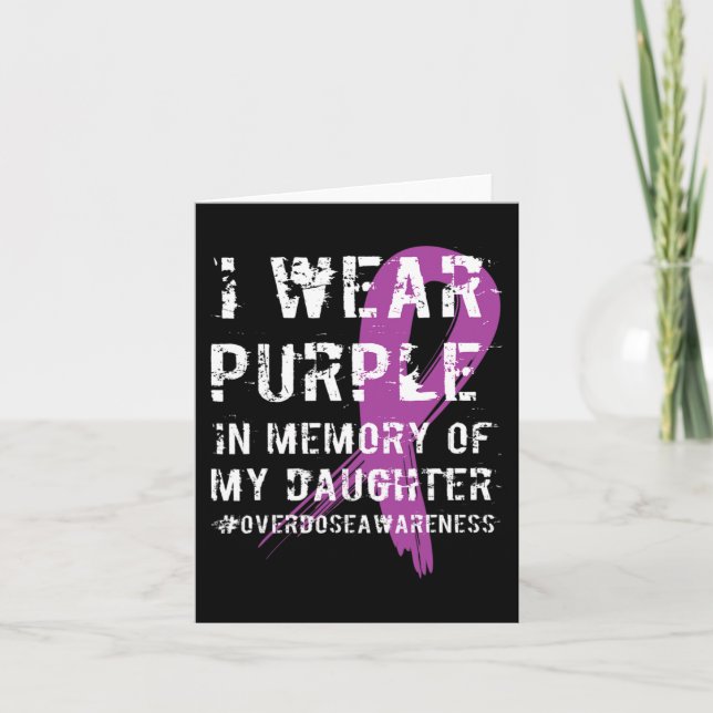 Minne av dotter bär lila överdosmedvetenhet  kort (Framsida)