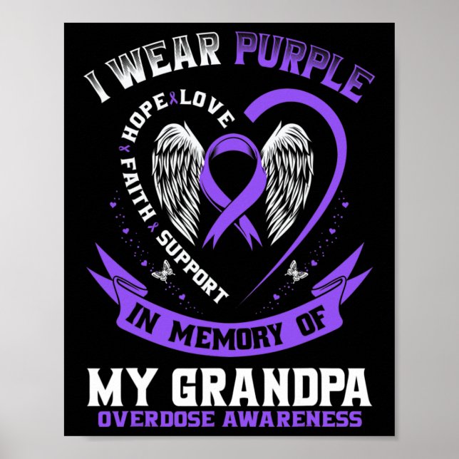Minne av Grandpa Drug Overdose Awareness Ribbo Poster (Framsidan)