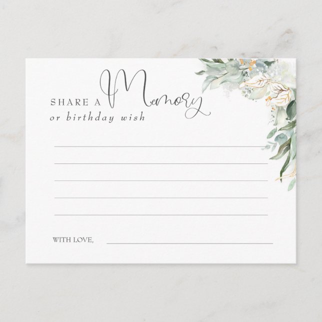  minne eller födelsedag Guld och Grey Vykort (Framsida)