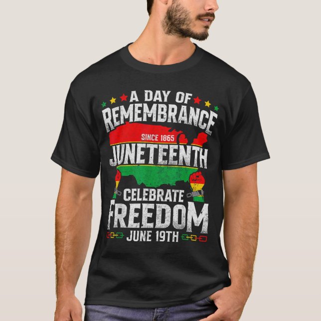 Minne firar frihet juneteenth svart t shirt (Framsida)