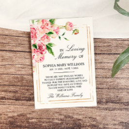 Minne för sympati för rosa Blommigt och Grönt - ta Tack Kort