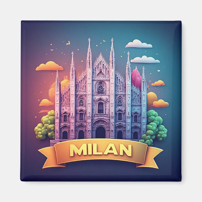 🧲 Minne från Milano Italien Semester Magnet (Framsidan)