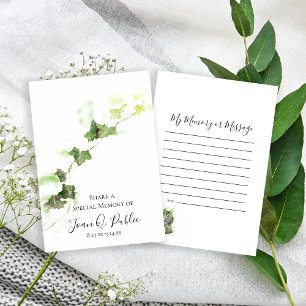 minne i engelska ivy Vine Watercolor - begravning Anteckningskort