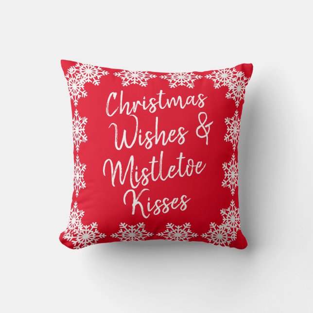 Minne i julfamiljen Önskemål Mistletoe Kisses Kudde (Framsida)