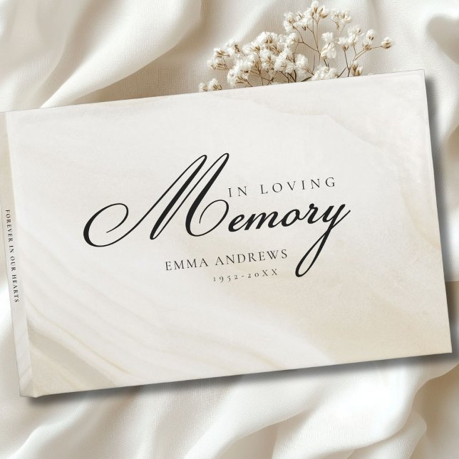 Minne "in Loving memory" Marble, Beige Gästböcker (Memory "In Loving memory" Marble, Beige Guest Book)