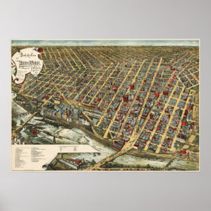 Minneapolis birdseye karta - 1891 (Smith) BigMapBl Poster