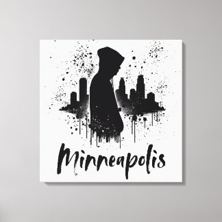 Minneapolis Bläck Blot Skyline Canvas Art