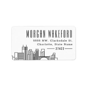 Minneapolis   Bold Styliine Skyline   Etikett Adressetikett