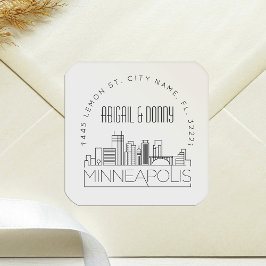 Minneapolis Bröllop | Förpackad kuvertförsegling Fyrkantigt Klistermärke