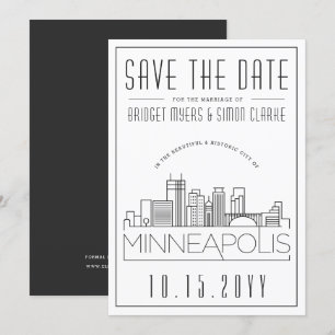 Minneapolis Bröllop Skyline Spara datum Inbjudningar