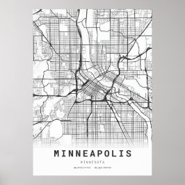 Minneapolis City Karta Poster