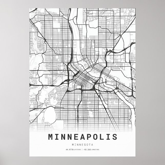 Minneapolis City Karta Poster (Framsidan)